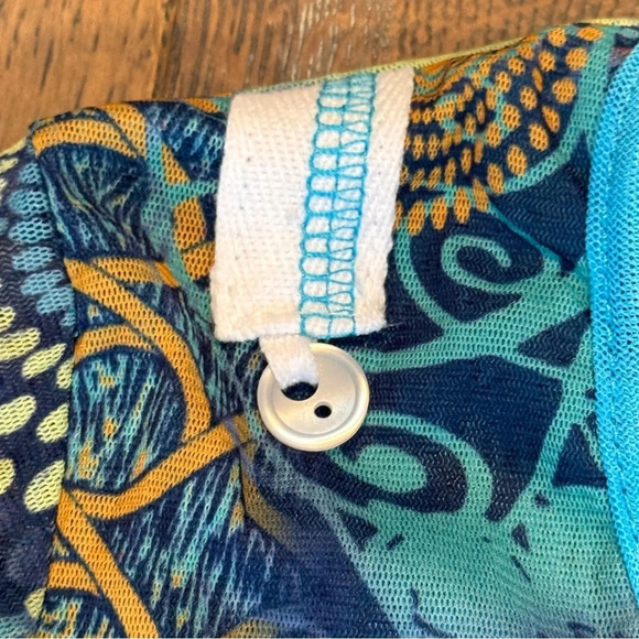 Quinze Heures Trente Top Size 3 Y2K Graphic Mixed Media Artsy Mesh Buttons Sheer - Picture 7 of 13